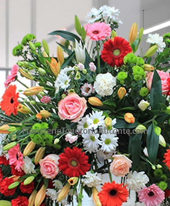 Enviar corona funeraria clavel rojo a Alicante