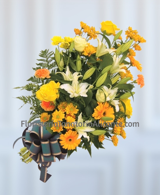 Envío de ramo floral funerario de tonos amarillos