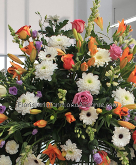 Corona funeraria clavel rosas doble cabezal