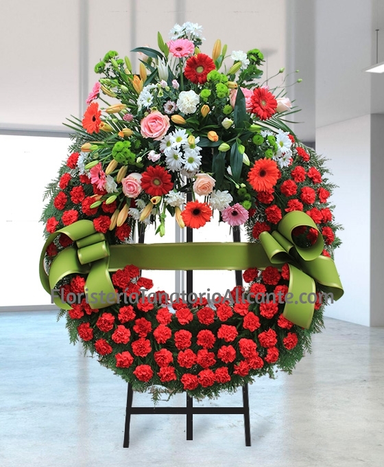 Corona funeraria clavel rojo